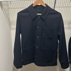 Asket THE WOOL OVERSHIRT Dark Navy Medium Short